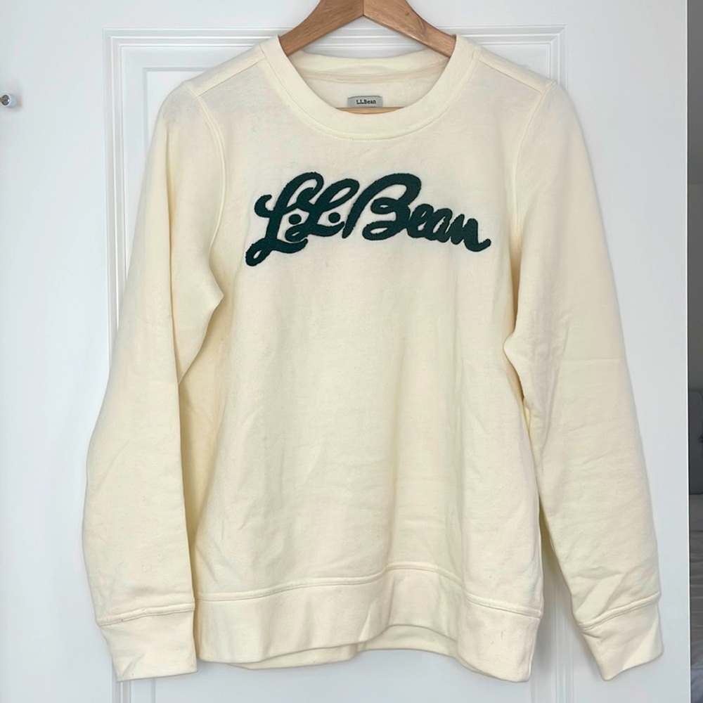 LL Bean Fleece Sweatshirt Size Small Cream Worn Once